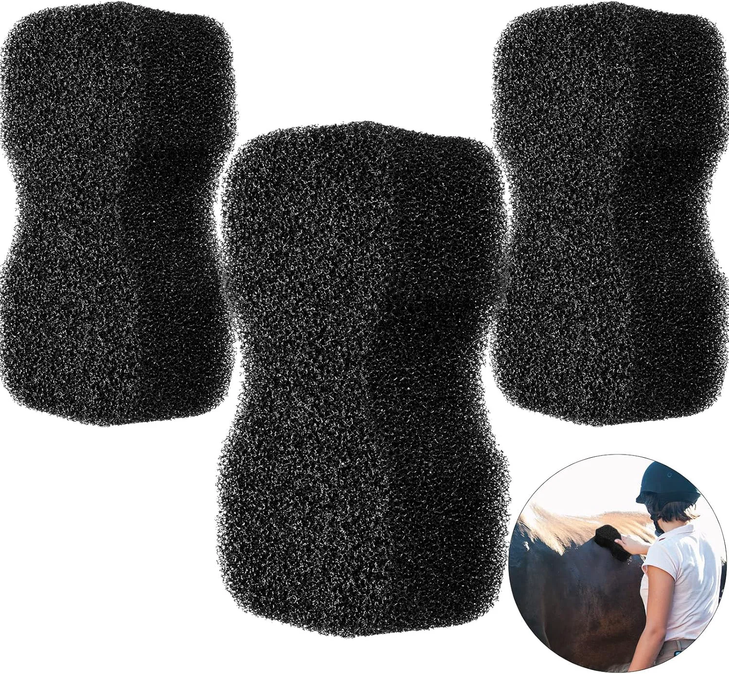 Innovative Eaasty 3 Pcs Horse Groomer Sponge Scrubber Massager Horse Grooming Brush Kit Supplies Large Soft Care for Cleaning Washing Bathing Black 4.33 x 7.87 x 2.56 Inch Next-Generation