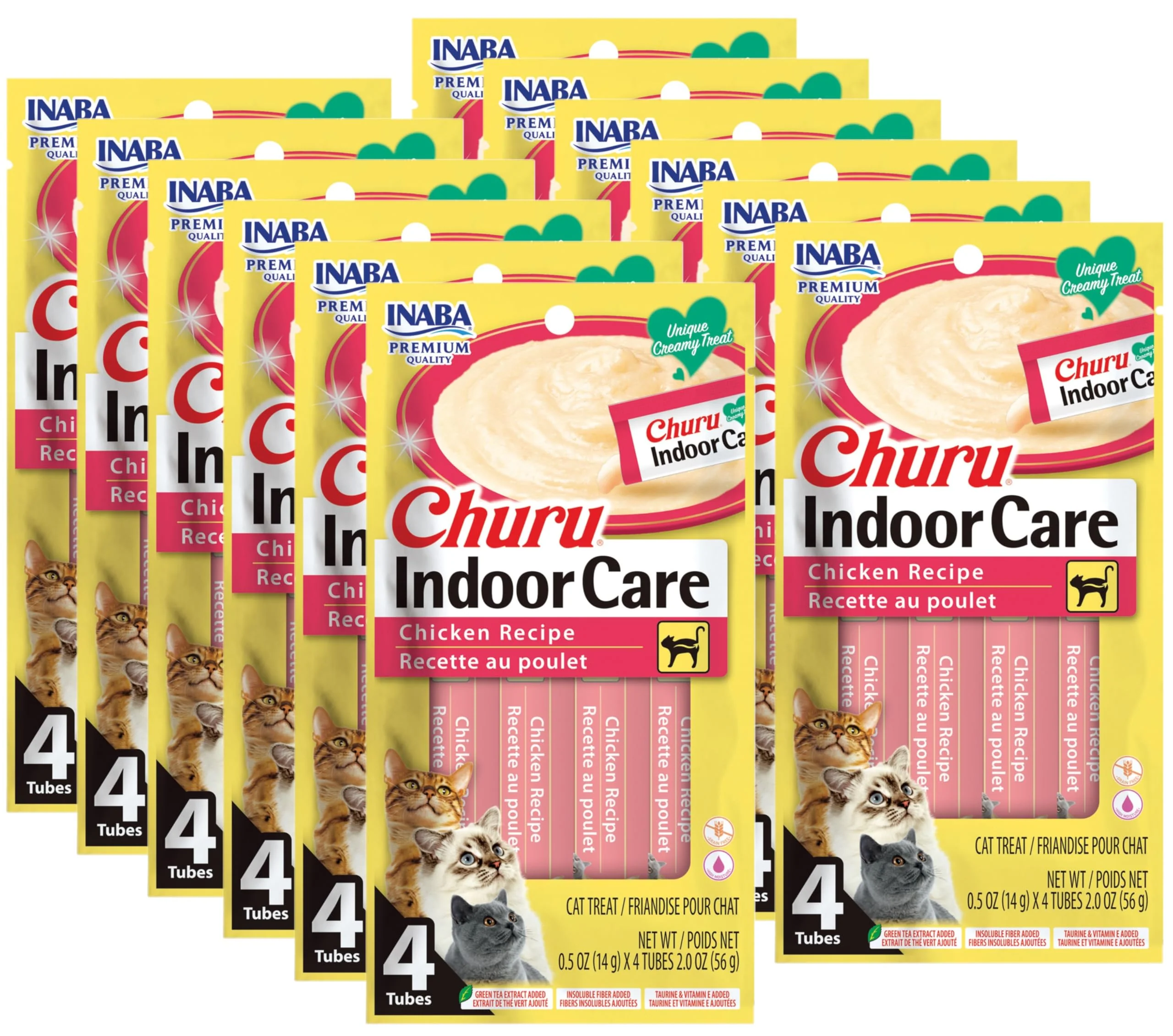 Breathable INABA Churu for Cats Hairball Control Creamy Lickable Purée Treat – Chicken Recipe 0.5 oz Tubes 48 Easy-to-Use