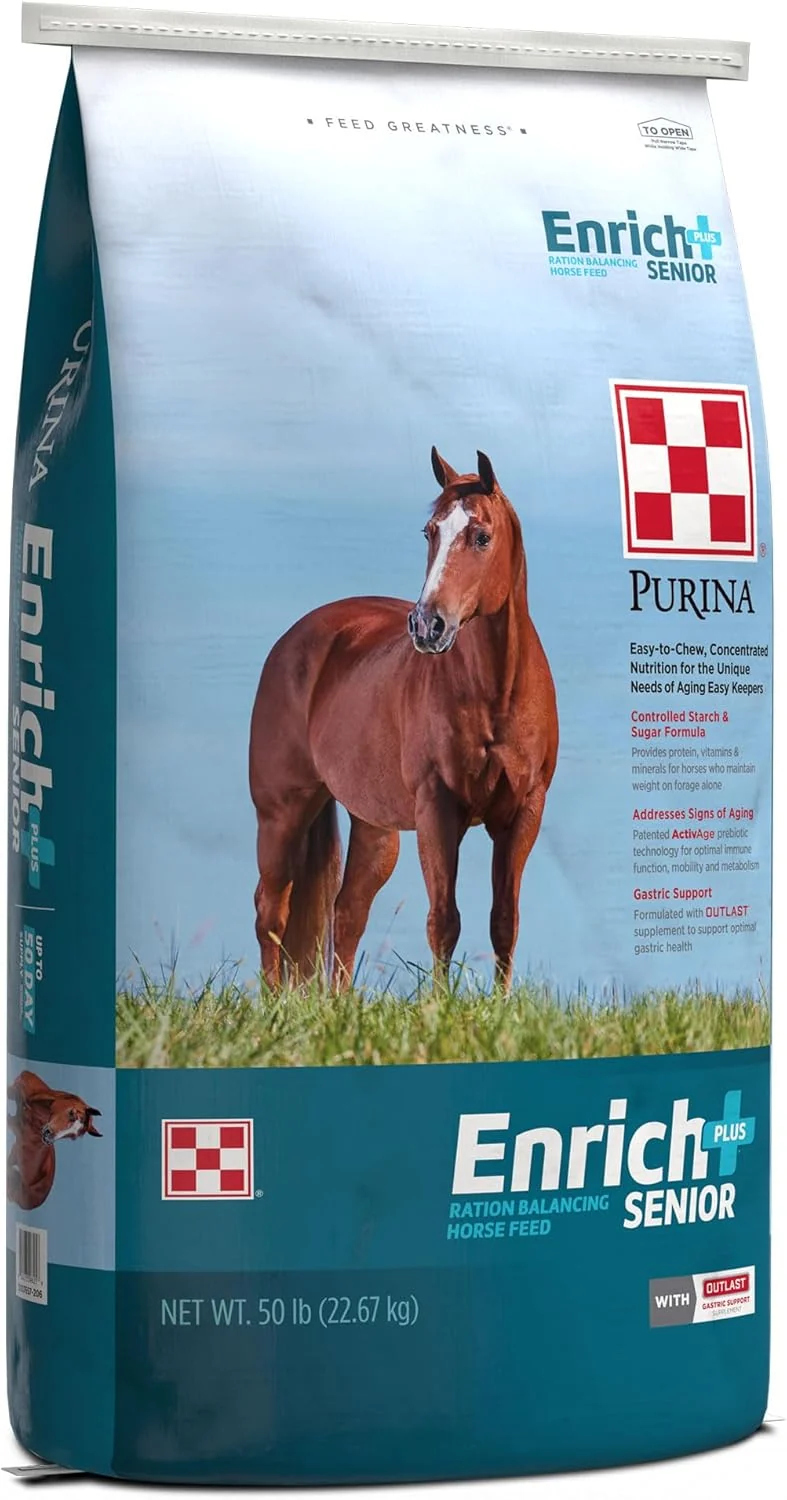 Trendy Purina Enrich Plus Senior Ration Balancing Horse Feed 50 Pound 50 LB Bag Consistent