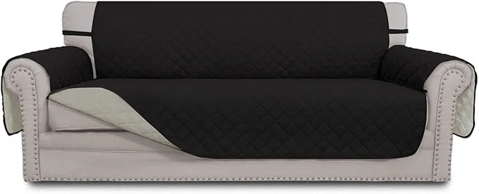 Traditional Easy-Going Reversible Oversized Couch Cover for 3 Cushion Couch Sofa Cover for Dogs Water Resistant Furniture Protector Cover with Foam Sticks for Pet Oversized Sofa Black Beige About ThisOverview Next-Generation