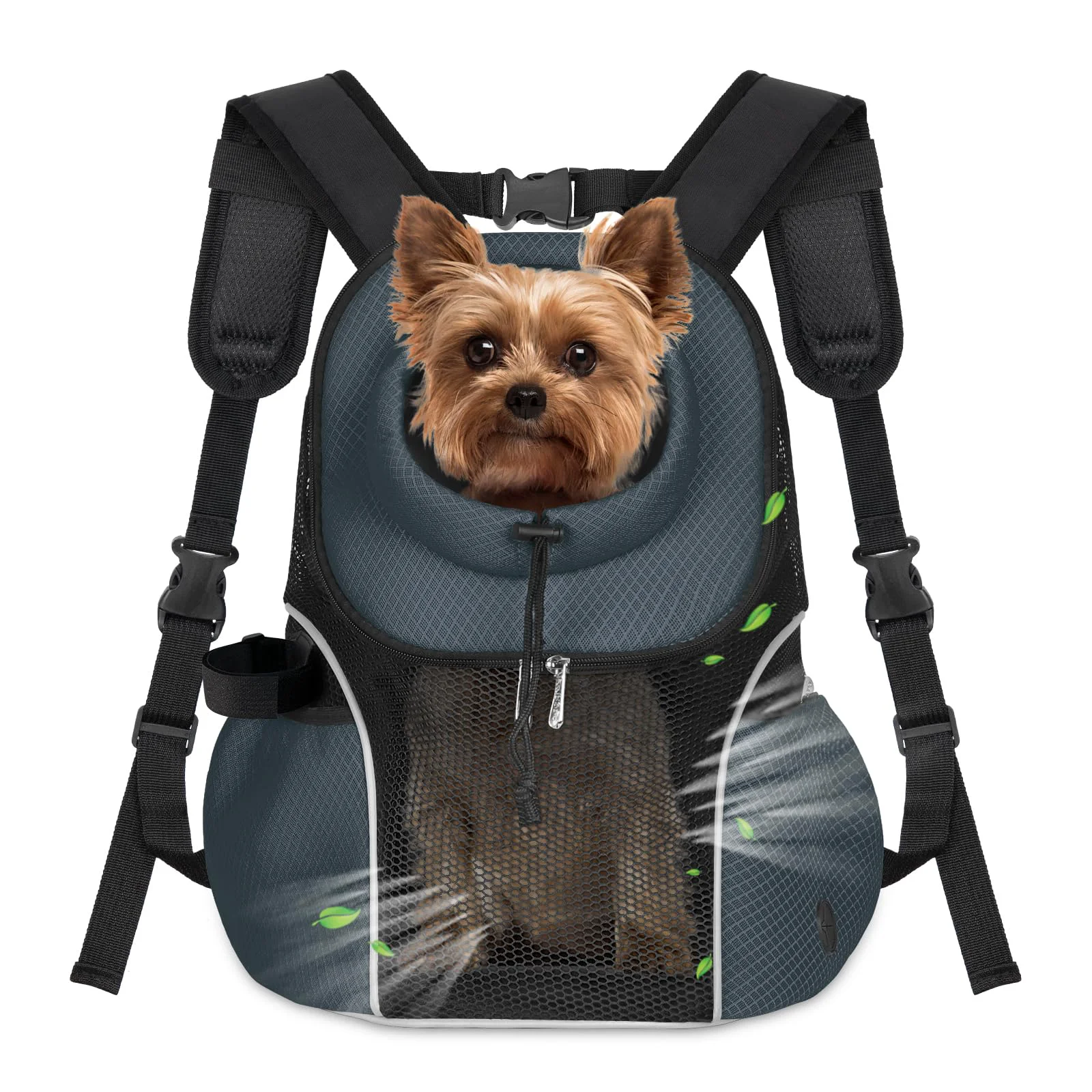 Next-Generation WOYYHO Pet Dog Carrier Backpack – Front Ventilated Mesh Size L 9-14 lbs Dark Gray Reusable