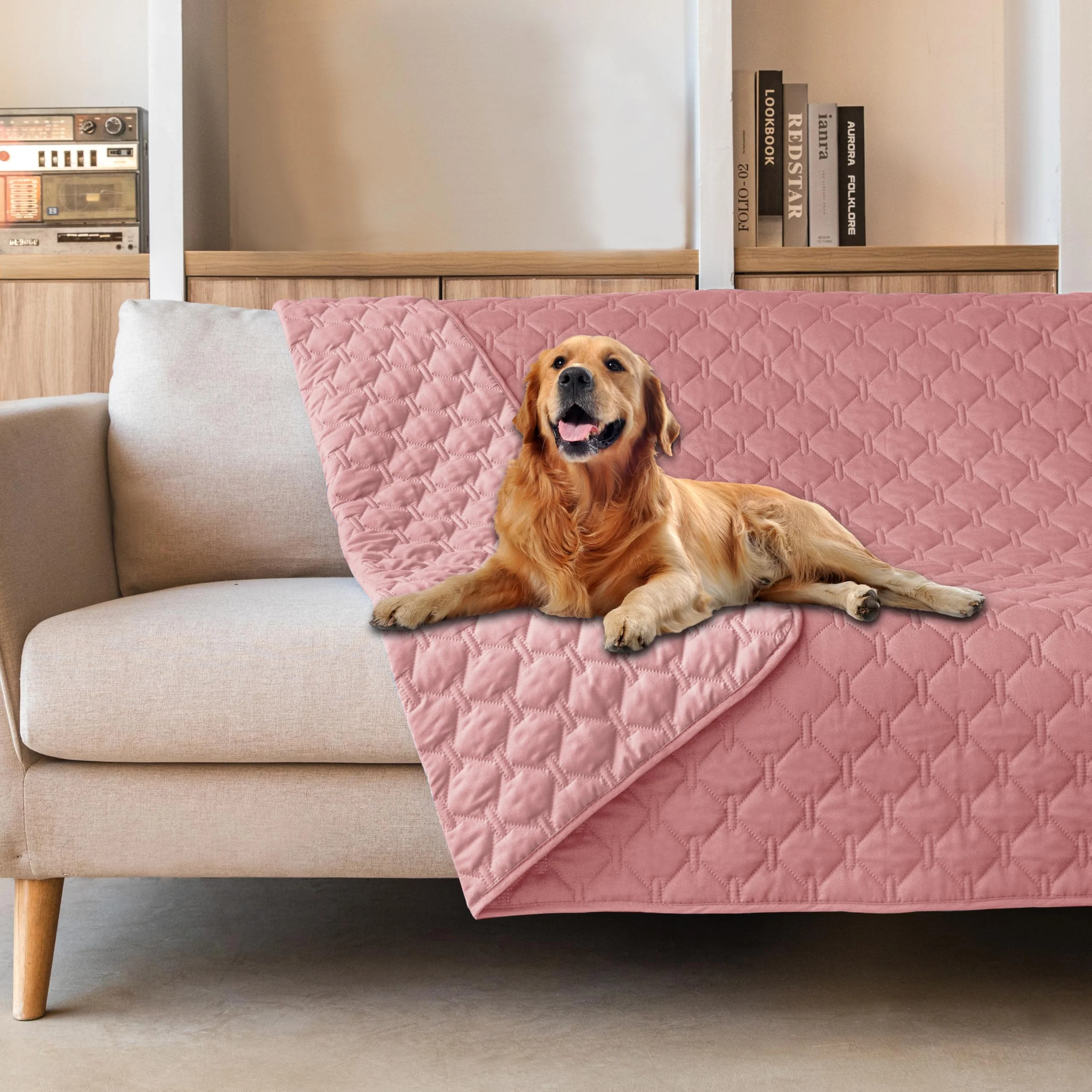 Exceptional gogobunny 3X Stronger Waterproof Pet Blanket — Scratch-Proof Furniture Protector 82x102 in Dark Pink Light Pink Original