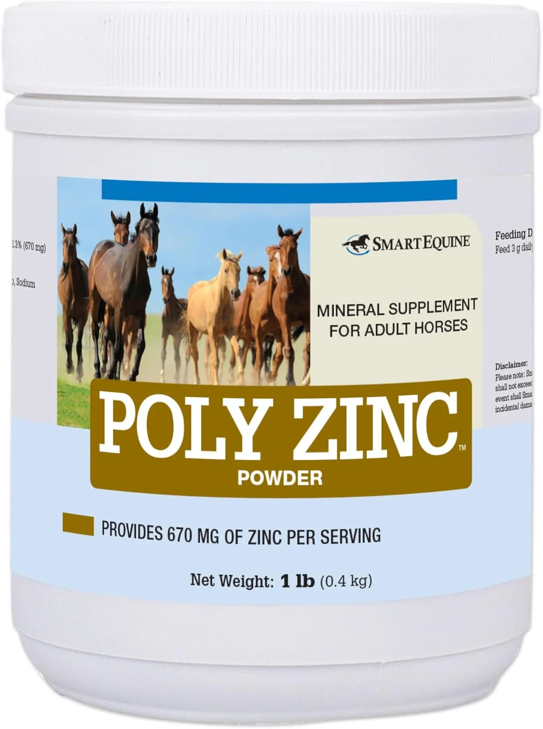 Sophisticated Uckele by SmartEquine Poly Zinc Powder Zinc Supplement for Horses Hoof Care Vitamins and Minerals Supports Bone and Hoof Wellness Equine Skin Coat Supplement 1 lb Organic