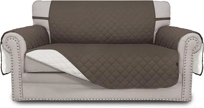 Secure Easy-Going Reversible Loveseat Couch Cover for 2 Cushion Couch Sofa Cover for Dogs Water Resistant Furniture Protector with Foam Sticks Elastic Straps for Pet Loveseat Taupe Ivory About ThisOverview Minimalist