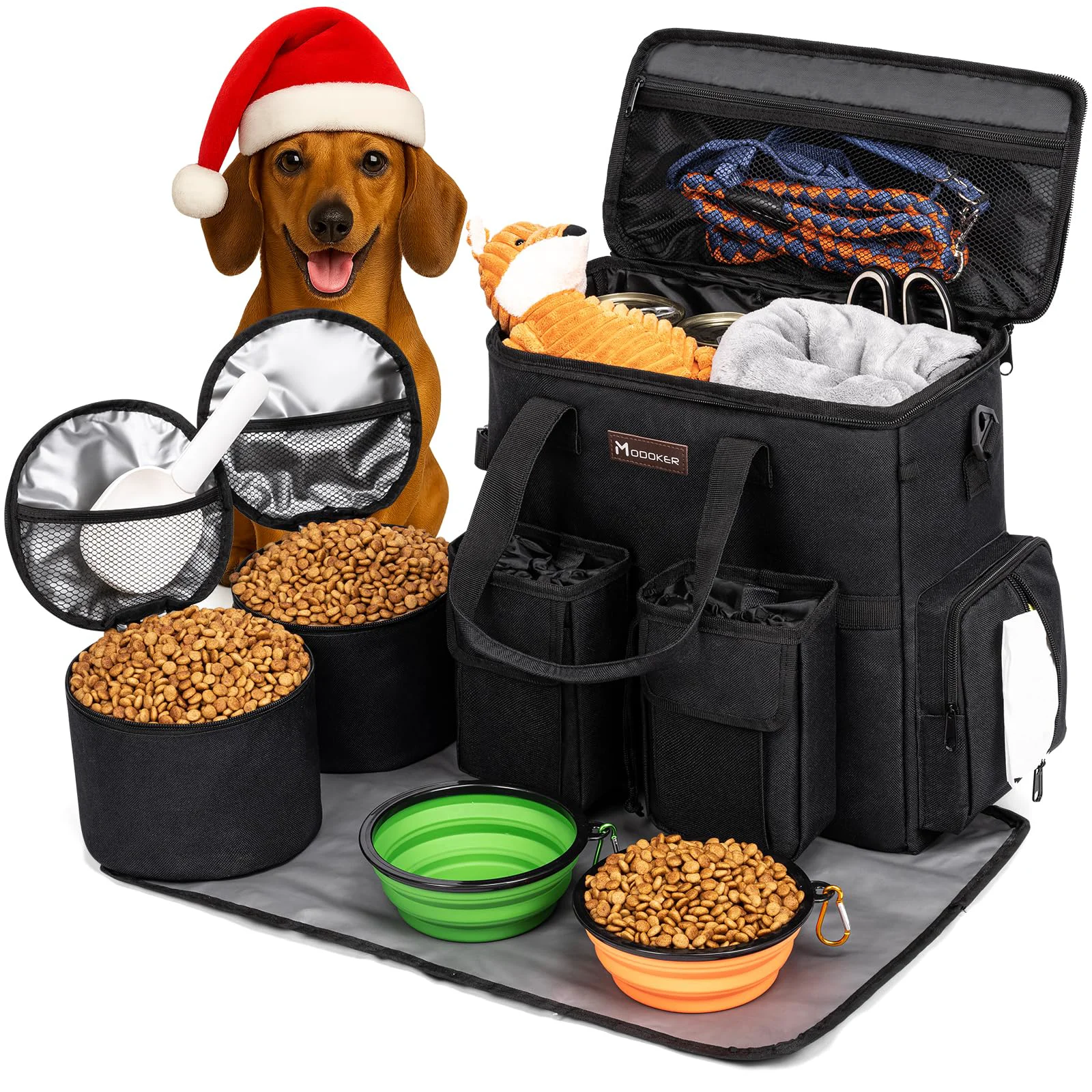 Green Modoker Dog Travel Bag – Airline Pet Tote with 2 Treat Pouches Professional