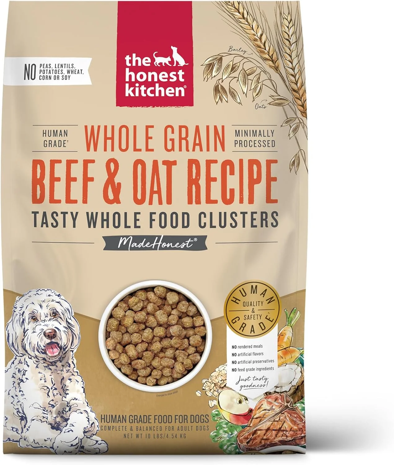 Efficient The Honest Kitchen Whole Food Clusters Dog Whole Grain Beef Oat 10 lb Bag Crafted