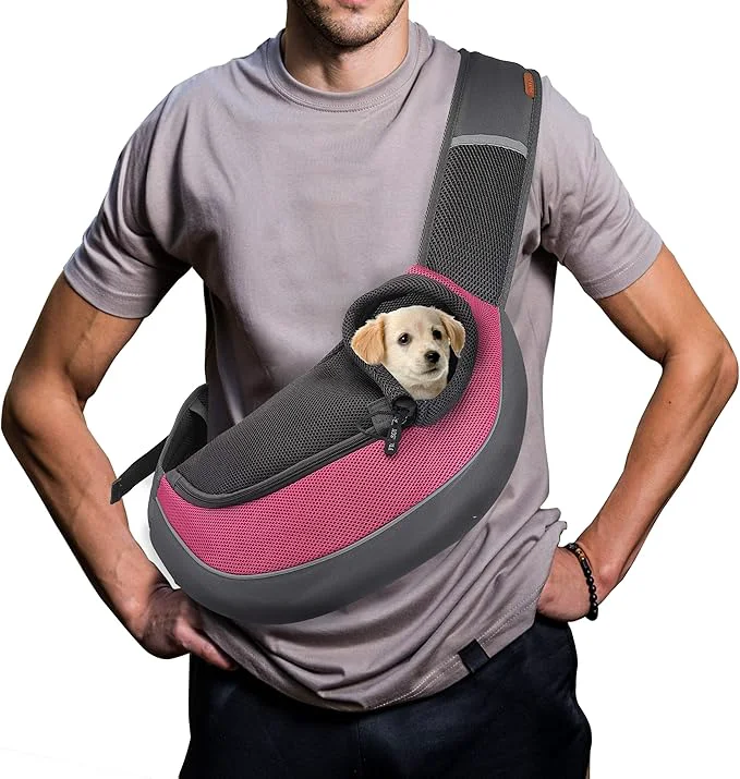 Secure FDJASGY Pet Sling Carrier for Small Dogs Cats Breathable Mesh Travelling Hand Functional