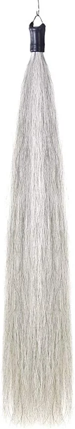 Elite Horse Tail Extensions with Braided Horsehair Loop Blunt Cut Bottom 34-36 inches Long and 1 lb Weight Light Gray Stylish