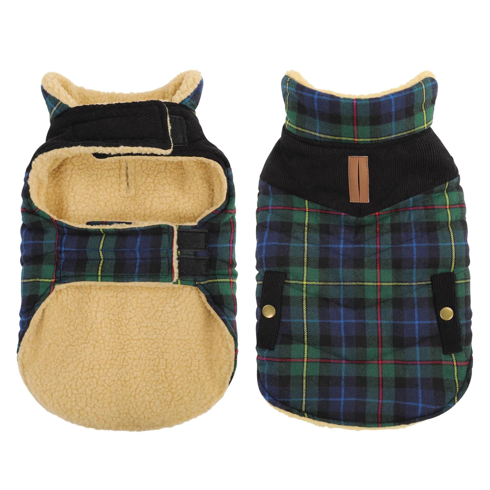 Soft Queenmore Dog Winter Coat - Ultra-Warm Quilted Plaid Jacket with Leash Hole Exceptional