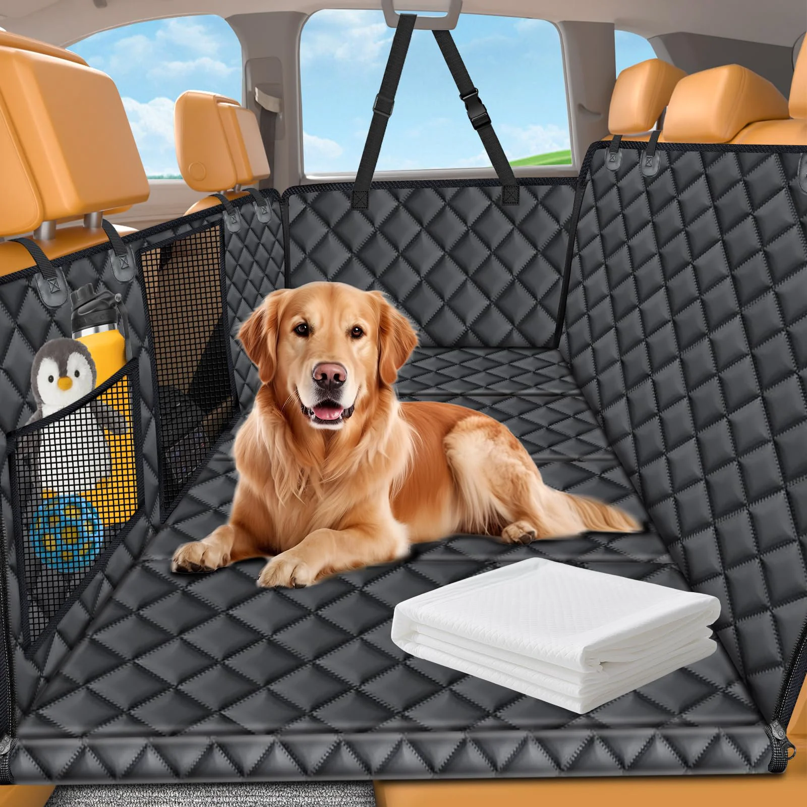 Breathable URPOWER Back Seat Extender for Dogs — Hard Bottom Car Seat Cover with Pee Pad User-Friendly