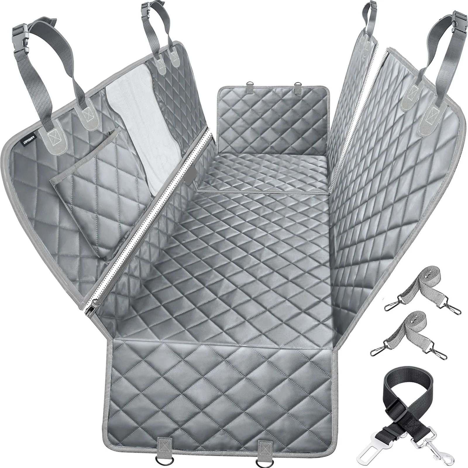 High-End URPOWER 6-in-1 Dog Car Seat Cover for Back Seat – Waterproof Non-Slip Hammock with Mesh Window Responsible