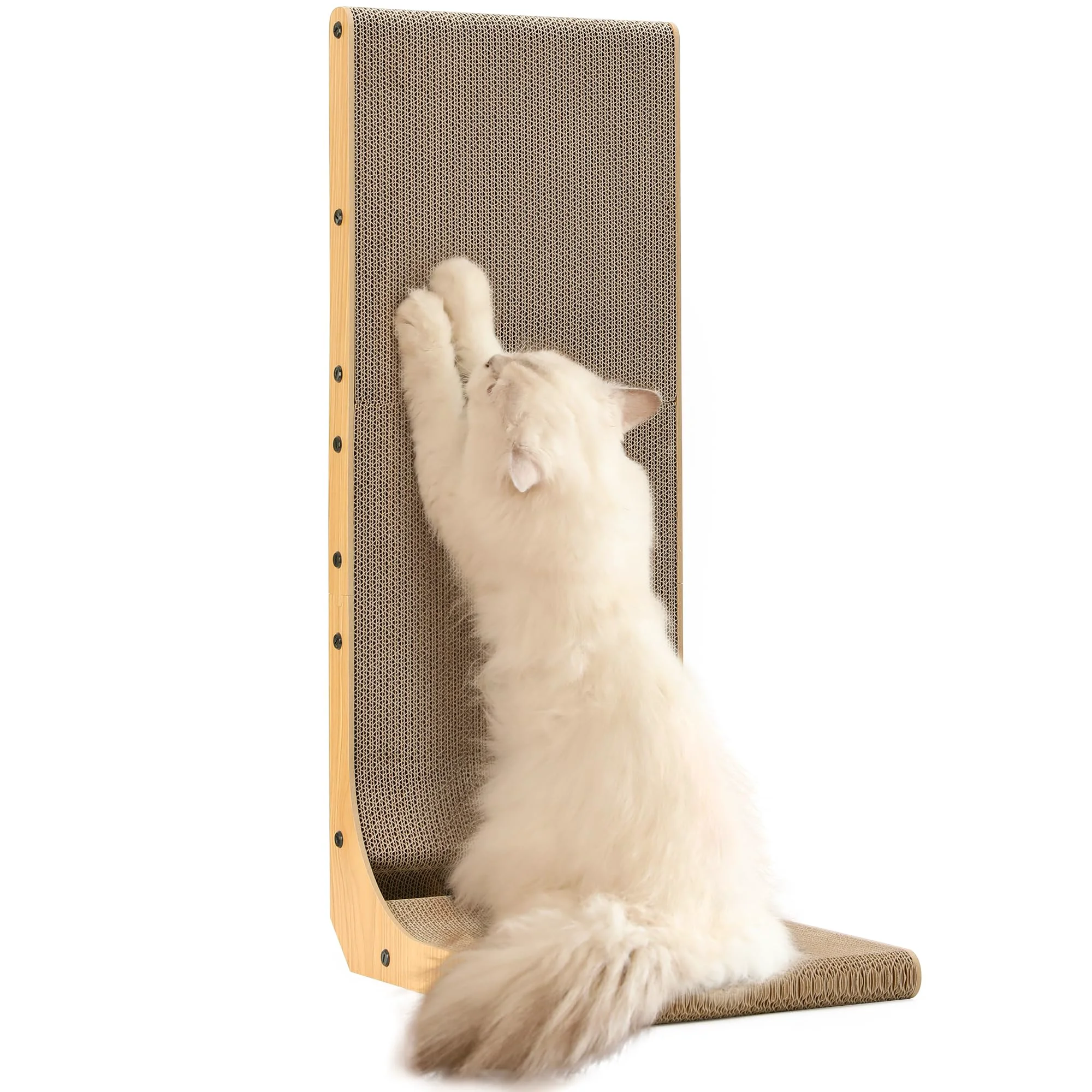 Excellent FUKUMARU Cat Scratcher – 32.7-Inch L-Shaped Wall-Mounted Cardboard Extra Large Smooth