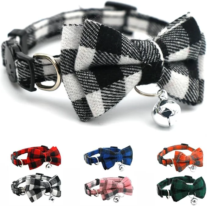 Innovative White Plaid Dog Bow Collar Trusted