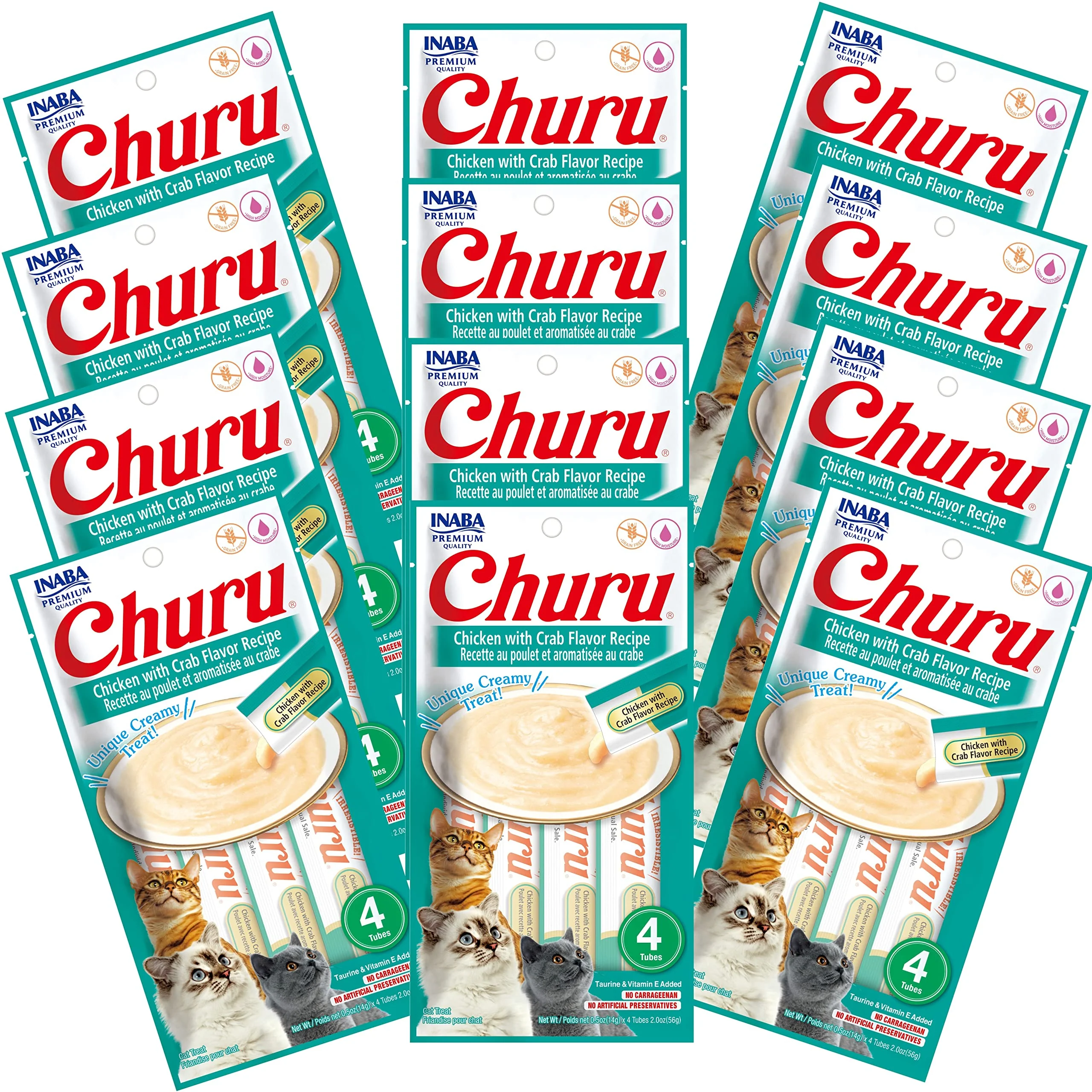 Breathable INABA Churu Cat Treats - Grain- Lickable Purée with Taurine Vitamin E Trusted