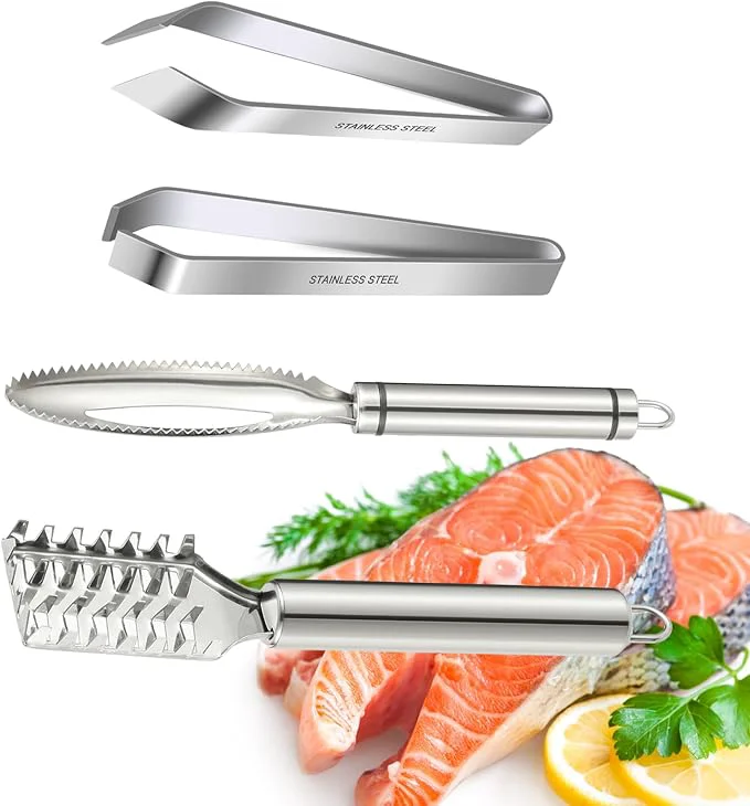 Comfortable 2 Pcs Fish Tweezer 2 Pcs Fish Scale Remover Fishbone Tweezers Descaler Cleaner Authentic