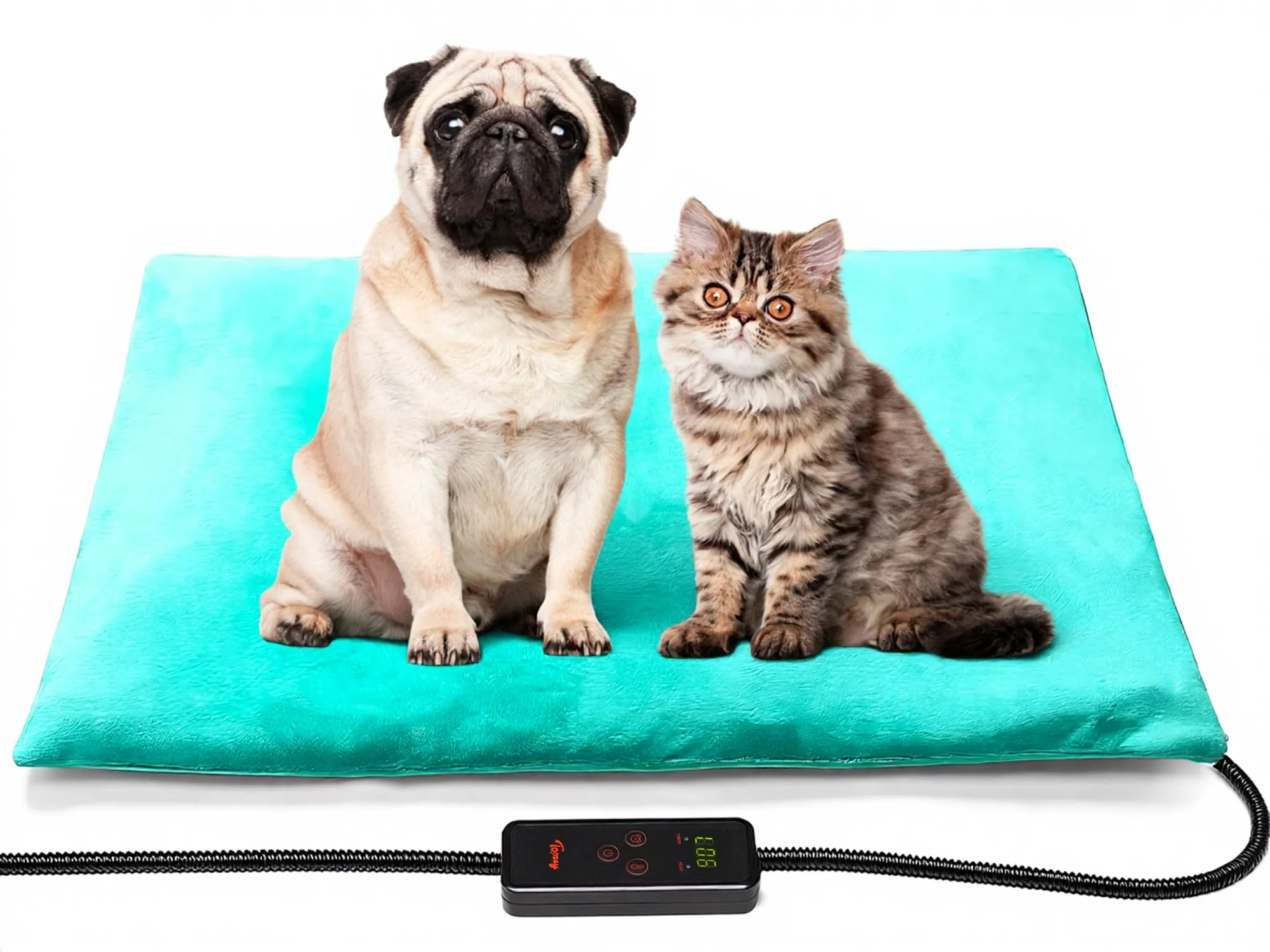 Reusable Toozey Dog Cat Heating Pad 6-Temp Adjustable 28x20in Timer Waterproof Chew-Resistant Cord Elegant