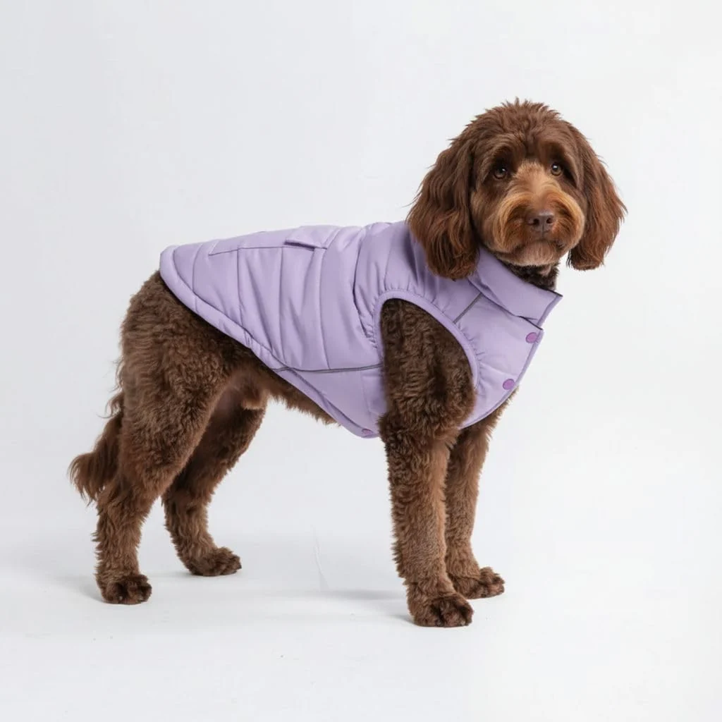 Smart Spark Paws Lilac XXL Dog Winter Jacket – Water-Resistant Warm Fleece Interior Reflective Windproof Coat Lightweight