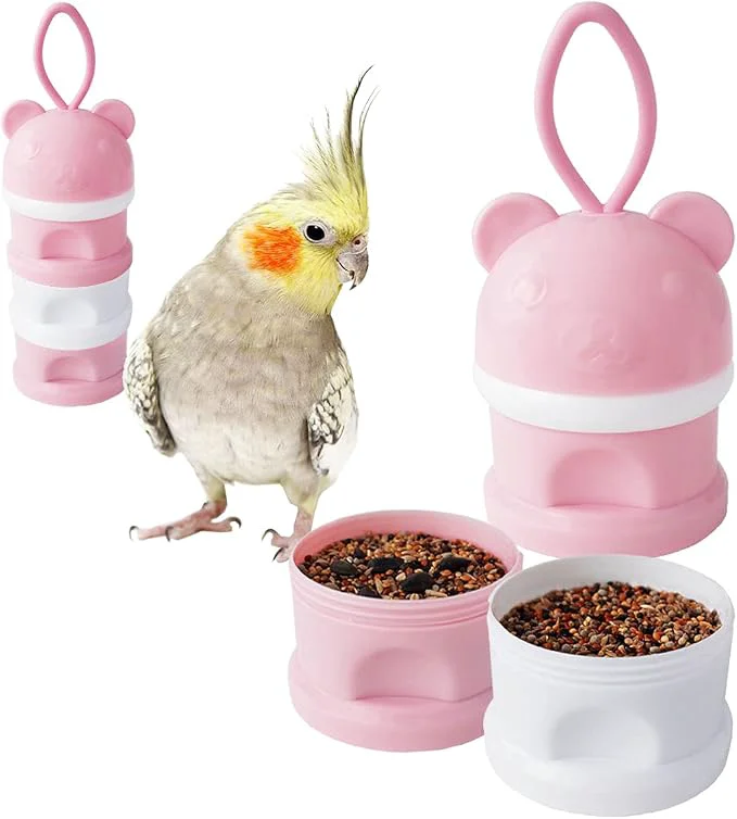 Consistent Portable Bird Feeder Cups Bird Food Water Treat Box Parrot Food Storage Smooth