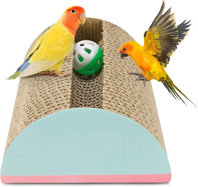 Healthy Parrot Cardboard Toy with Jingle Bells Bird Cage Perches Toy Quality