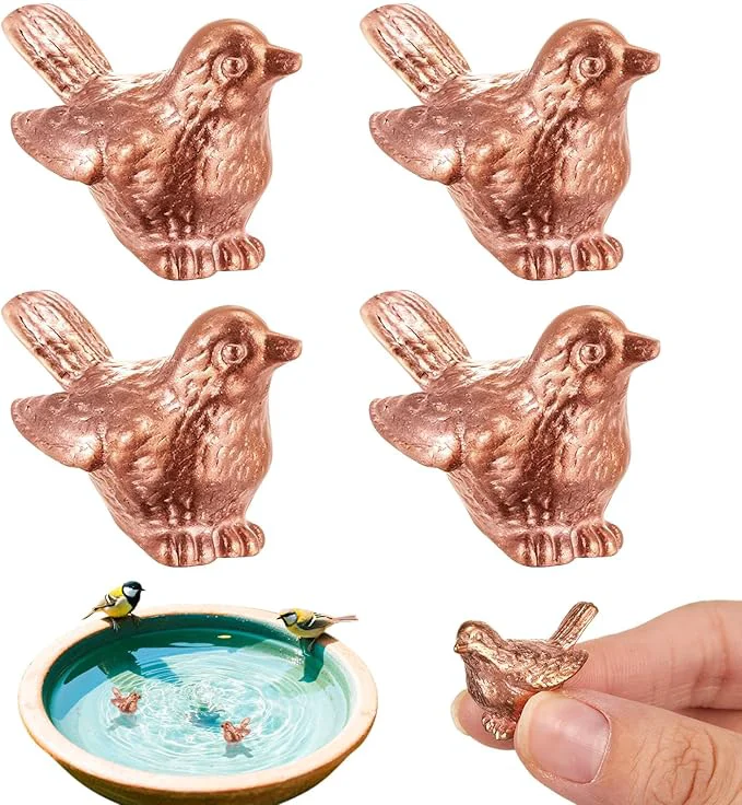 Modern Moxweyeni 4 Pcs Mini Bird Shape Copper Bath Disk Ornaments Copper Bird Bath Breathable