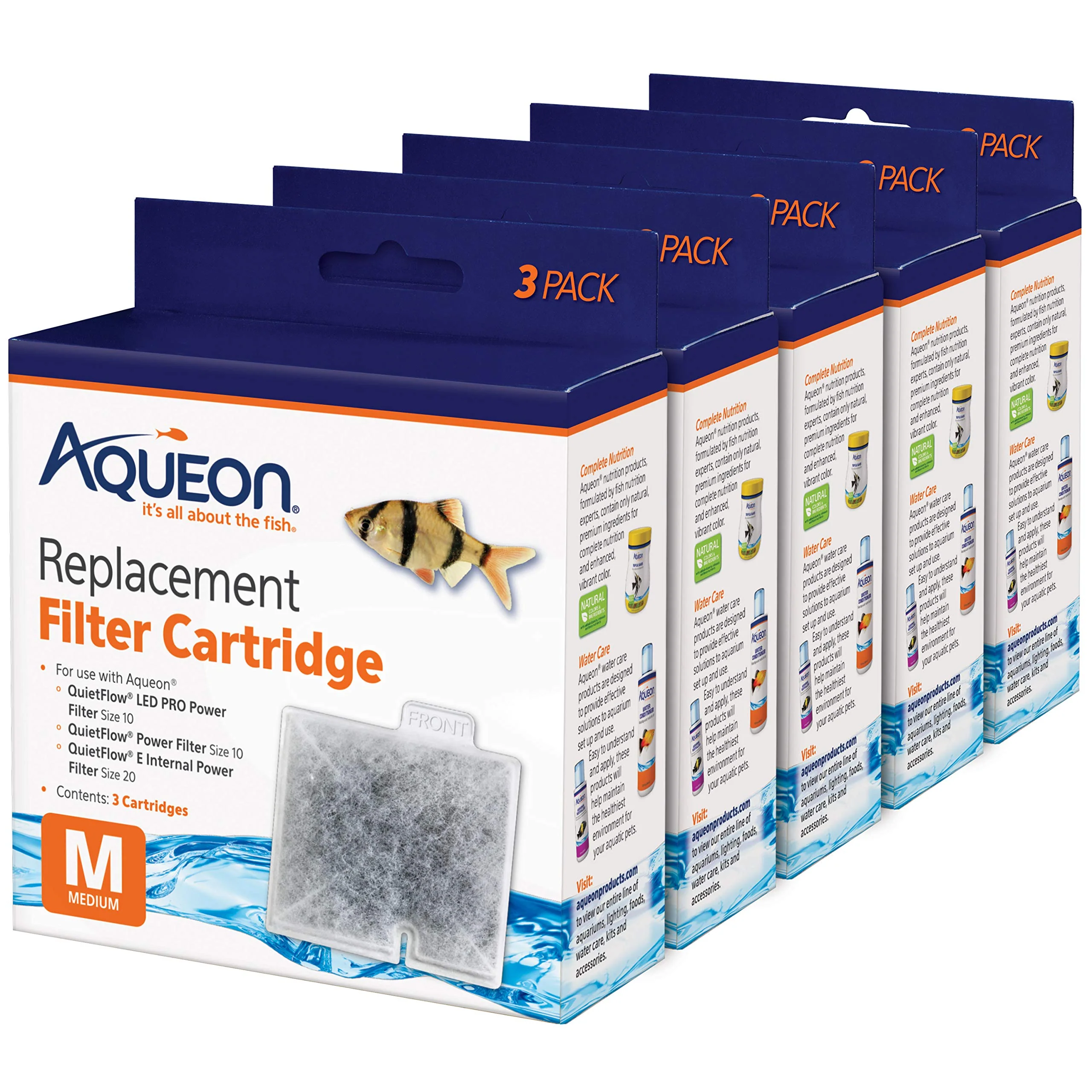 High-End Aqueon Medium Filter Cartridges 15 Pack – Dual-Sided Dense Floss Activated Carbon Convenient