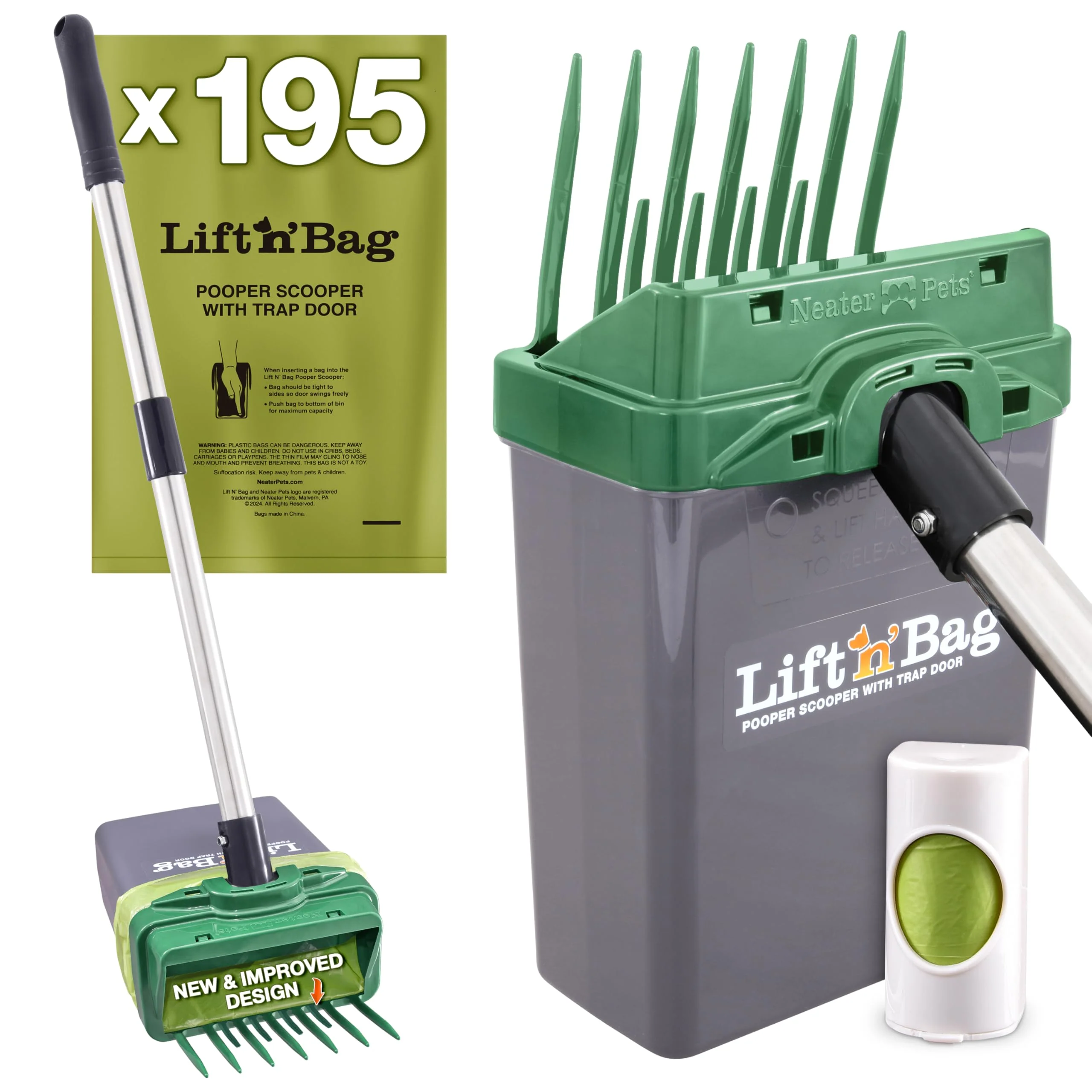 Recyclable Neater Pet Brands Lift N Bag 2.0 Pooper Scooper with 27-inch Pole Bag Attachment Reliable
