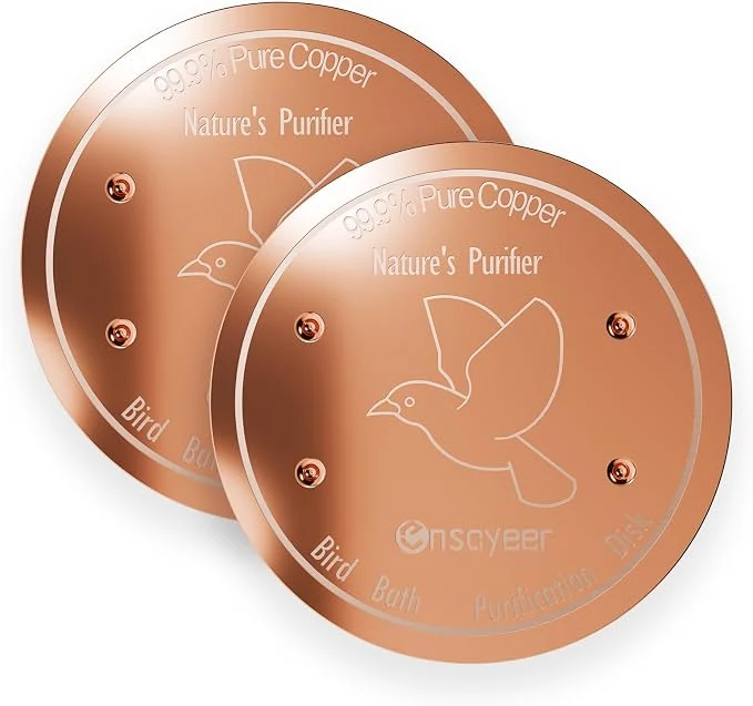 Classic 2-Pack Upgraded Bird Bath Copper Disks 0.8mm Reinforced 99.99 Pure Copper Natural