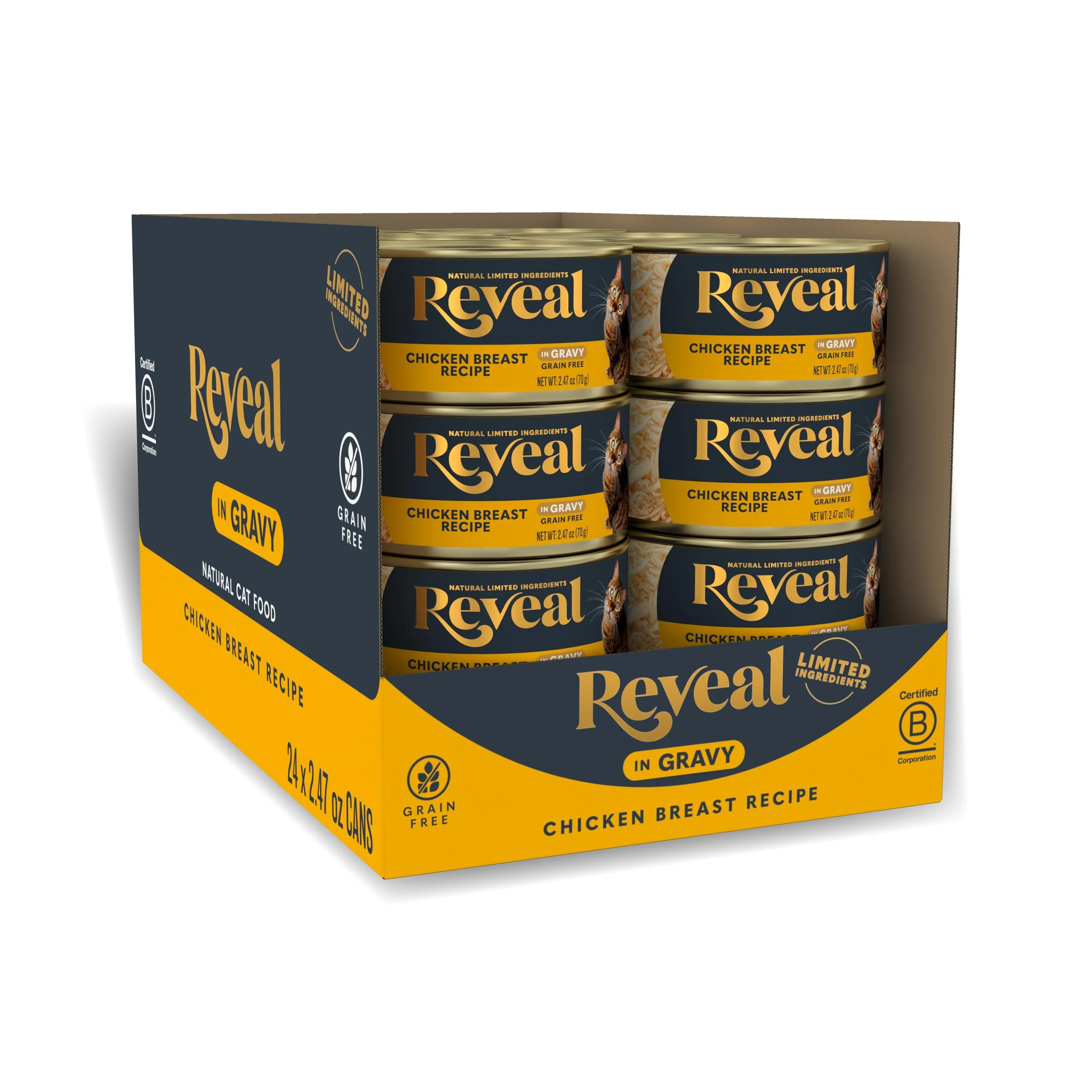 Smart Reveal Natural Wet Cat Food — Limited Natural Ingredients Grain High Protein Chicken in Gravy 24 x 2.47 oz Cans Quality