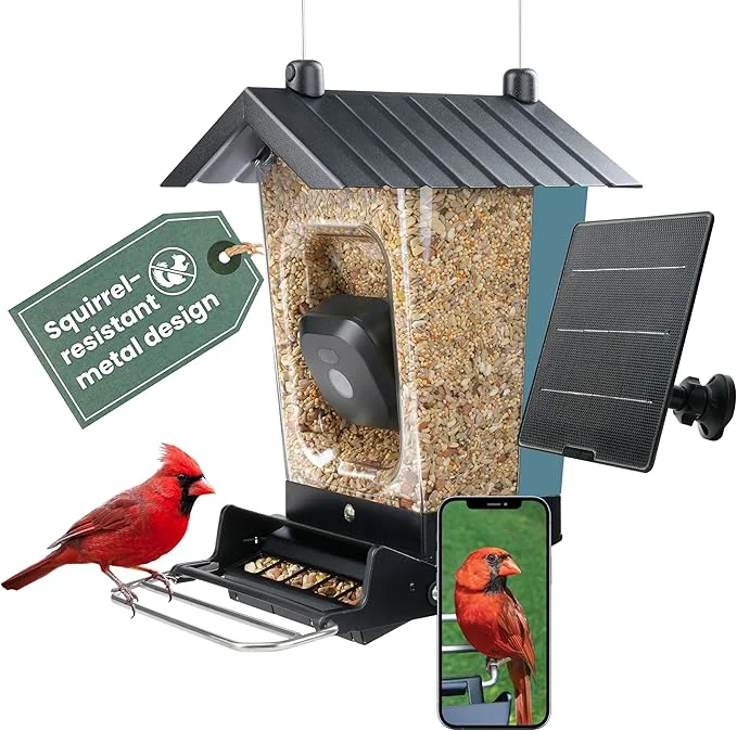 Fast Perky-Pet Solar Powered Smart Bird Feeder with Camera - Squirrel-Resistant 3.2L Capacity Motion Activated 1080p HD WiFi Live Stream Camera SPCAM SPCAMSLR - Camera Feeder Gift Idea BlueAbout ThisOverview Professional