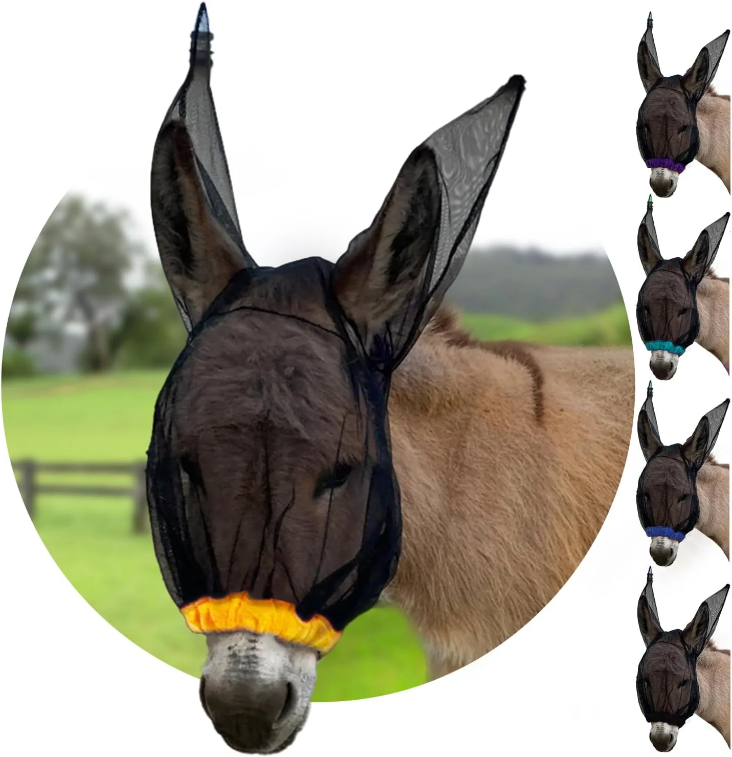 Contemporary Donkey Fly Mask with Long Ears Orange Made in USA - Mule Fly Mask with Ears Protection from Insects and Bugs Small Donkey Soft Mesh Fabric with Adjustable Fastener Face Cover Supplies for Donkeys Professional