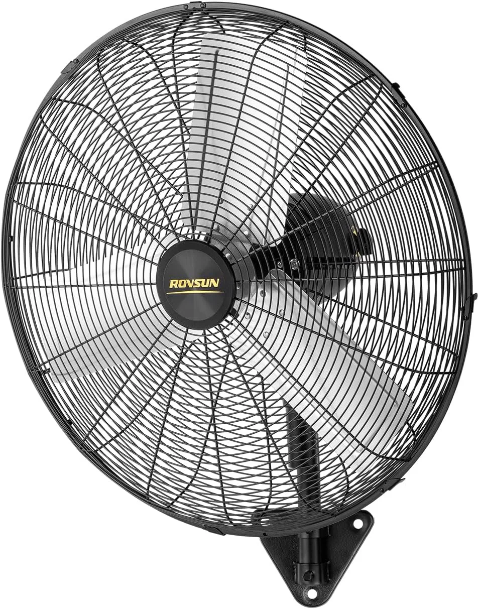 Quality ROUN 20 Inch Industrial Wall Mounted Fan High Velocity Waterproof Wall Mount Fan Max 4710 CFM 3-Speed Setting with Aluminum Blade Dual Ball Bearing Motor For Garage Gym UL Listed Modern