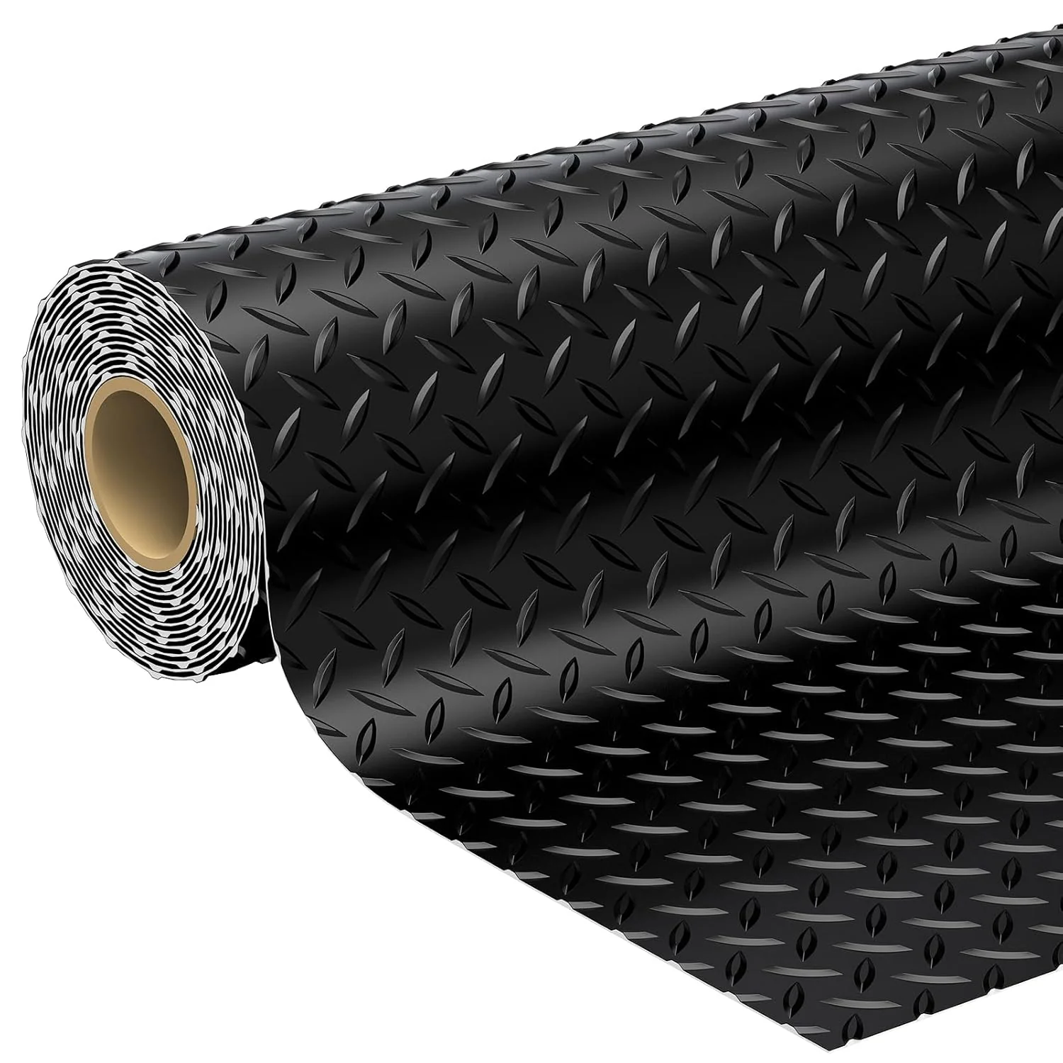 World-Class 7.8 x 22 FT Garage Floor Mat 2.8mm Thickness Diamond Plate Vinyl Garage Flooring Roll for Under Car Large Size 172 SQFT for Large SU MPV Pickup Truck RV Black Sustainable