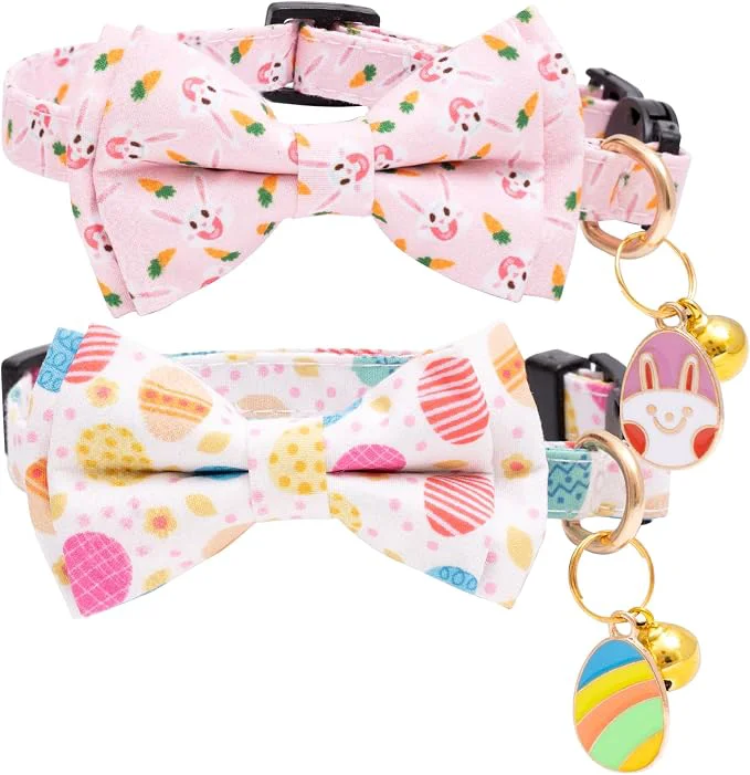 Comfortable Faygarsle 2 Pack Easter Day Cat Collar Cute Rabbit Easter Eggs Printed Collar Casual