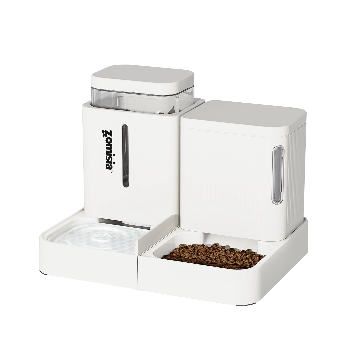 Convenient ZOMISIA Gravity Cat Feeder and Water Dispenser - 2 Pack 0.8 gal each 180° Rotatable No-Electric Auto Feeder Carefully Designed