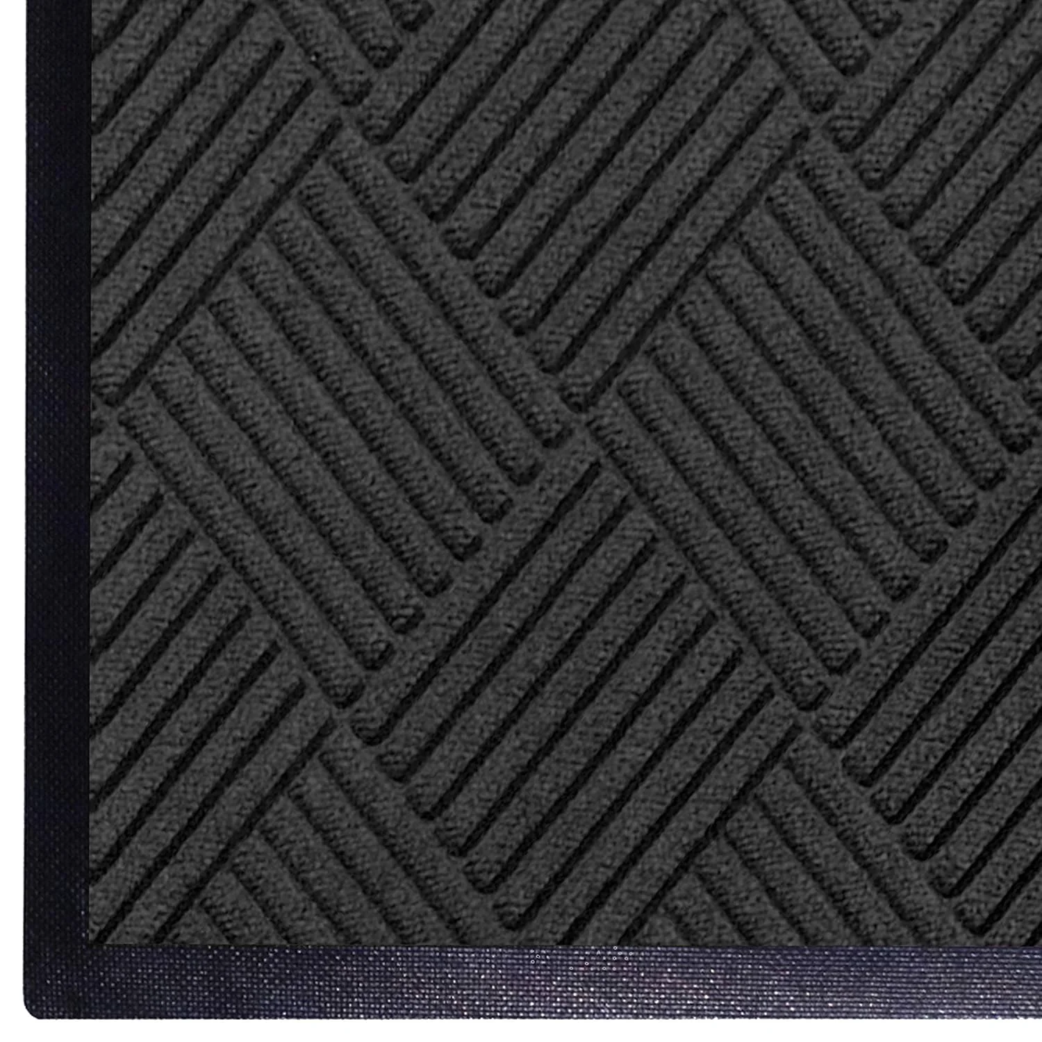 Flexible M A Matting WaterHog Diamond Commercial-Grade Entrance Mat with Rubber Border – Indoor Outdoor Quick Drying Stain Resistant Door Mat Charcoal 6' x 6' Easy-to-Use
