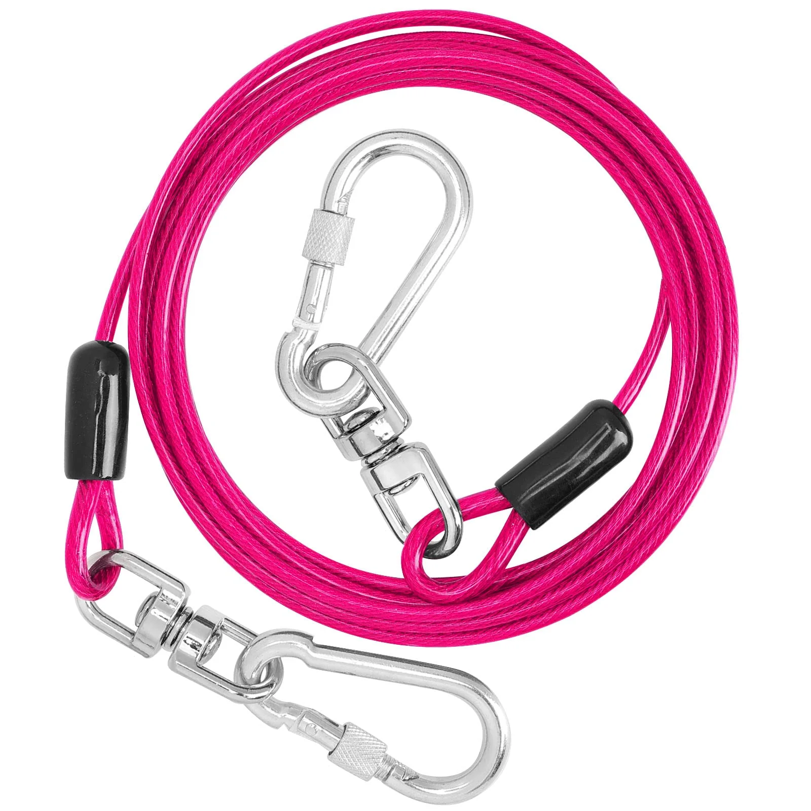 Reliable jenico Dog Tie Out Cable – 150 ft Heavy Duty 5mm Steel Wire Rope with Locking Carabiner Selected