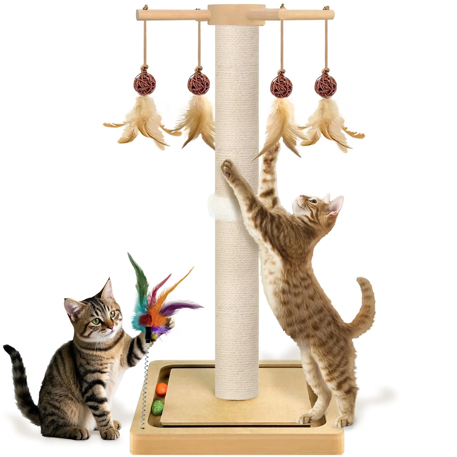 Safe PAROTO Tall Cat Scratching Post – 33-Inch Sisal Cat Tree with 2 Mounting Methods Interactive Toys Specialty