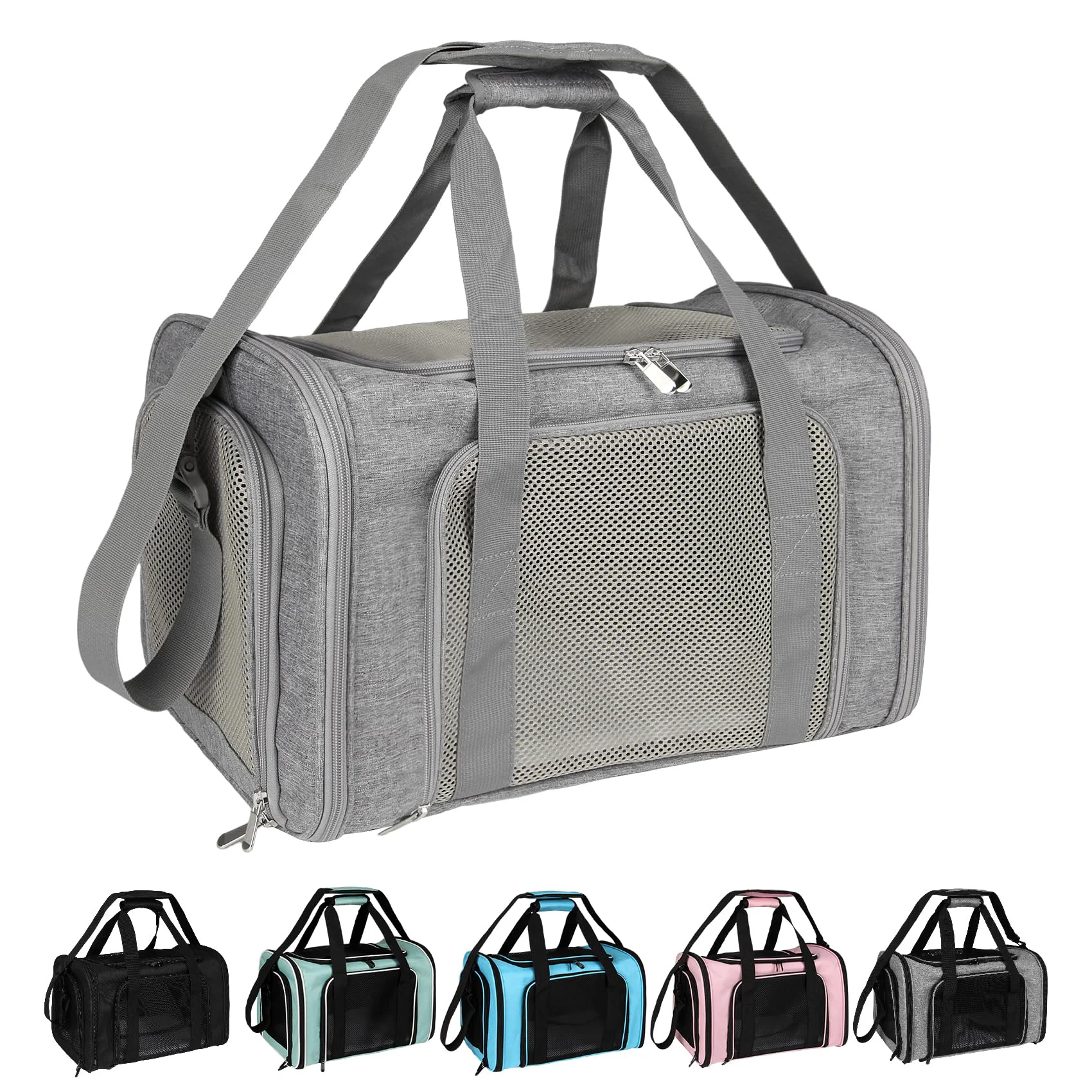Authentic Top tasta Soft Sided Dog Cat Carrier – Airline Portable Foldable Grey Large Innovative