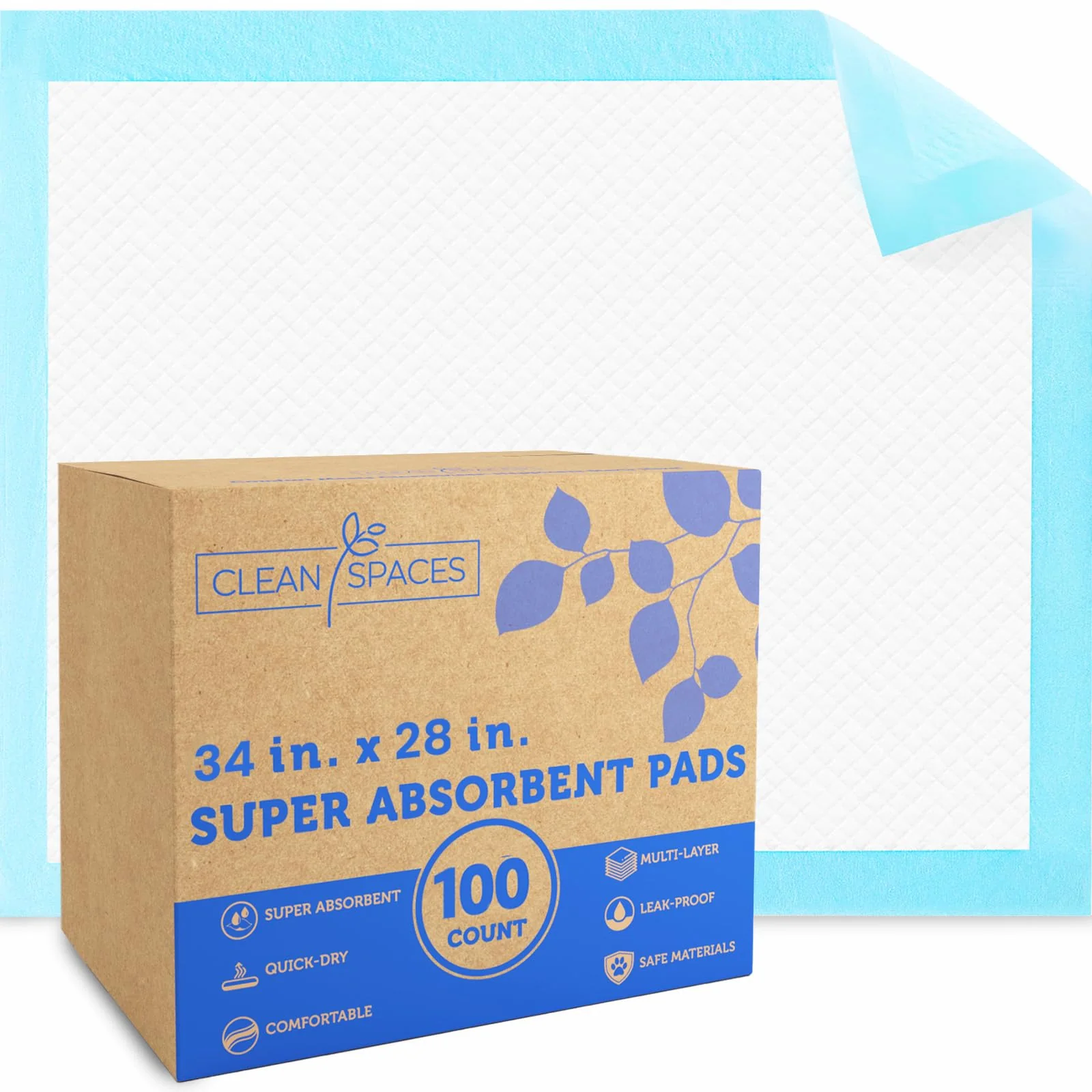 Minimalist Clean Spaces Extra Large Puppy Pads 28x34 – Ultra-Absorbent Leak-Proof Pads 100 Count User-Friendly