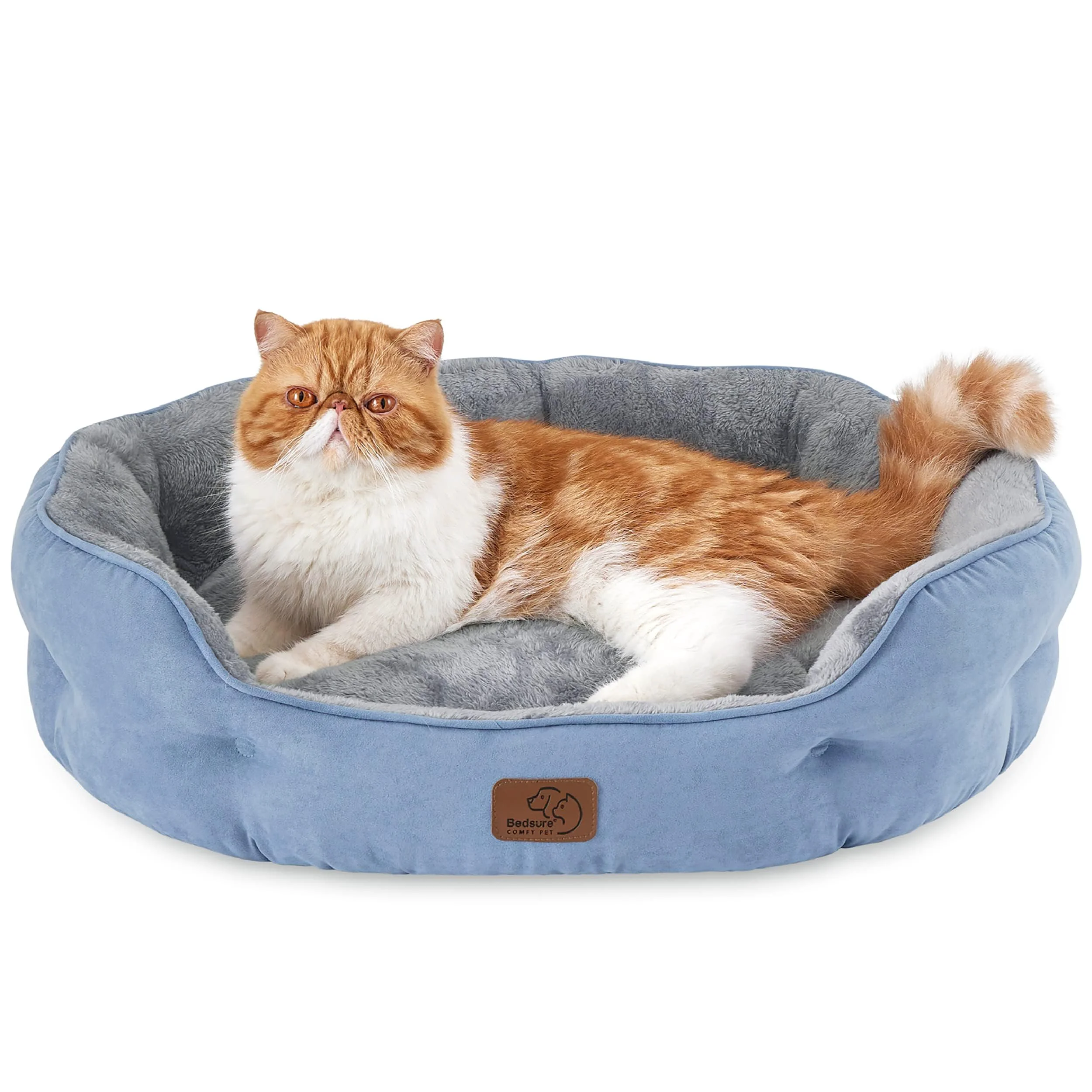 Reliable Bedsure Small Dogs Round Bed 25-Inch – Allure Plush Pet Bed with Non-Slip Bottom Natural
