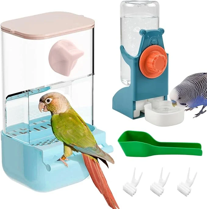 Fast BNOSDM Automatic Bird Feeder Water Dispenser Set No Mess Bird Cage Feeders Practical