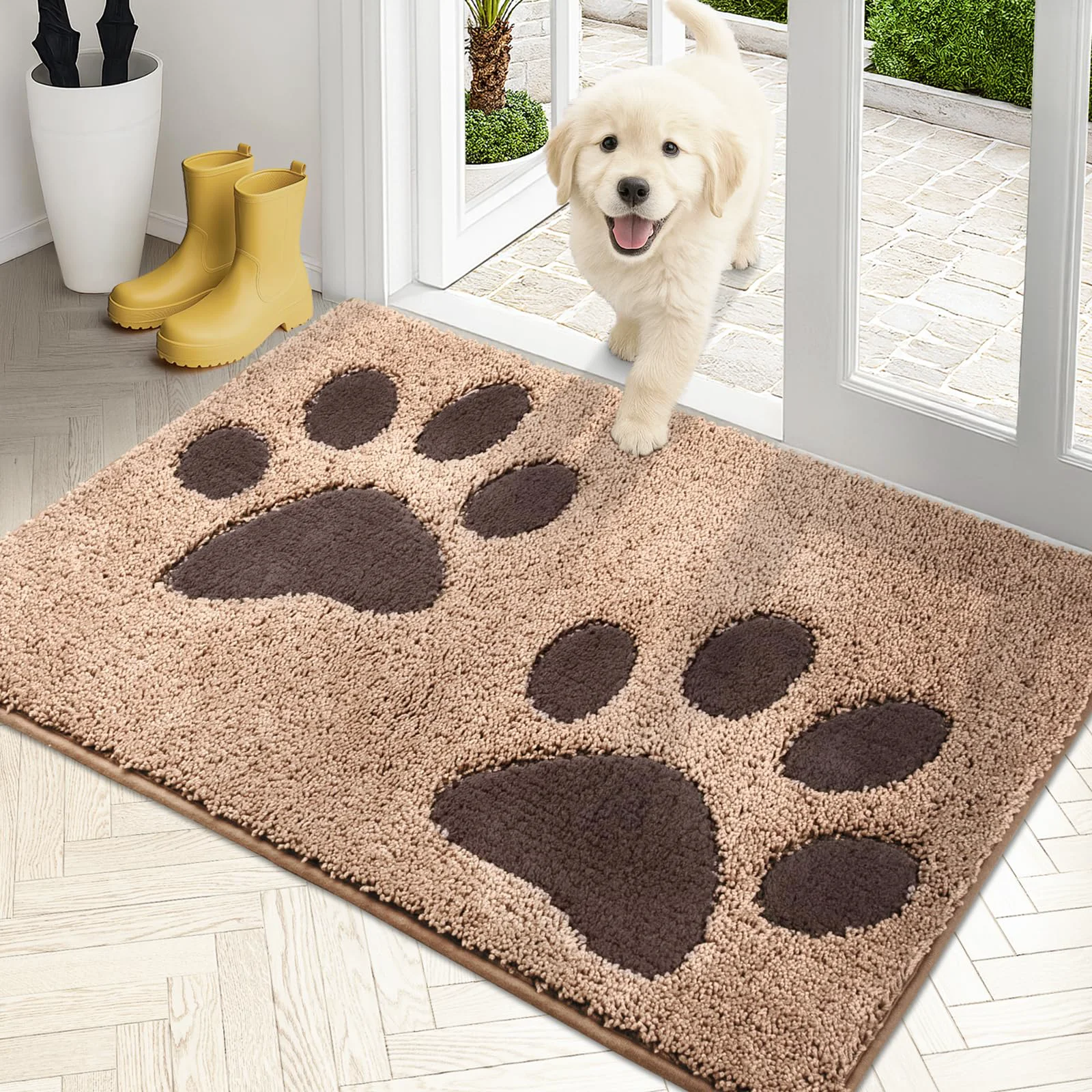 Trendy PURRUGS Dirt Trapping Door Mat 24x35.5 in – Non-Slip Machine Washable Beige Carefully Designed