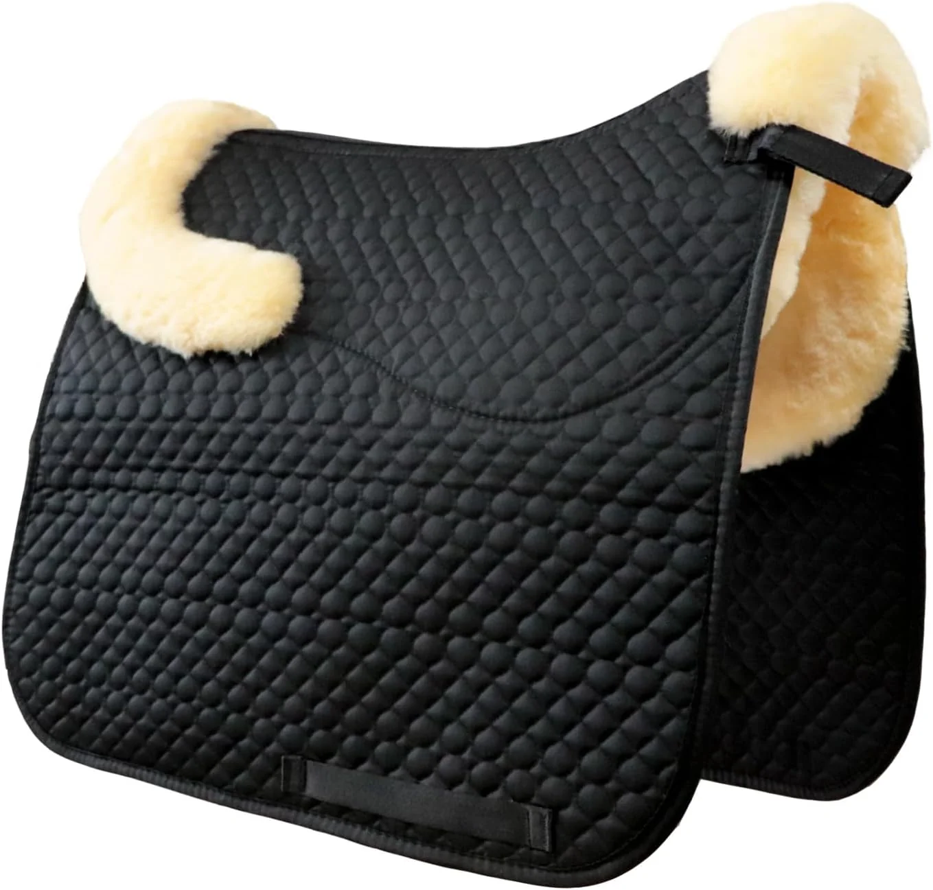 Classic Woolous Dressage Saddle Pad English Saddle Pad with Sheepskin Trim Lambskin Wool Fleece Lining Square Saddle Pad for Equestrian Riding Comfortable Shock Absorbing Practical