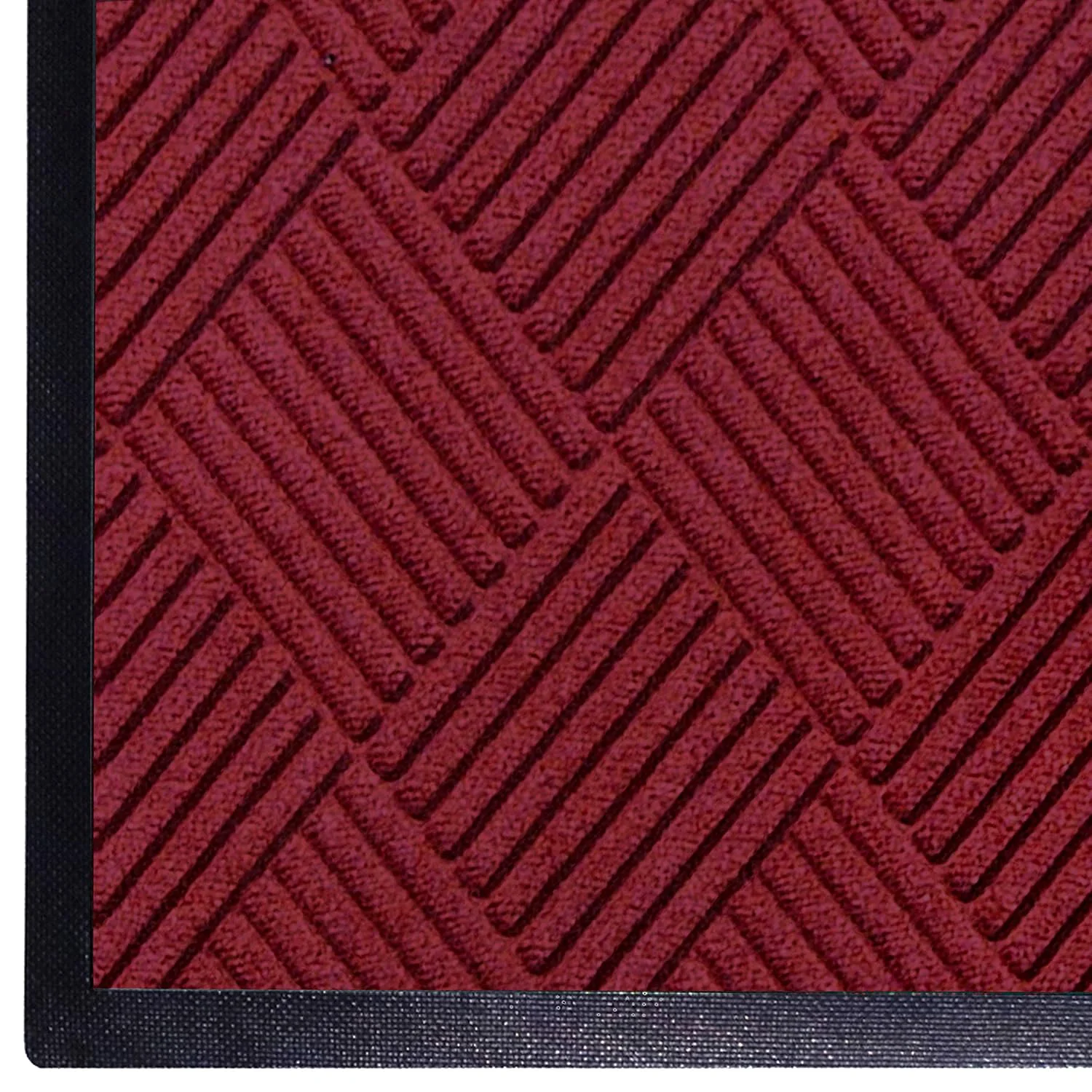 Relaxed WaterHog Diamond Commercial-Grade Entrance Mat with Rubber Border – Indoor Outdoor Quick Drying Stain Resistant Door Mat Red Black 3' x 12' Modern