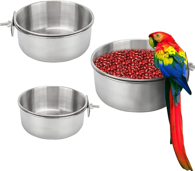 High-Grade Bird Feeding Dish Cups 3 Pack Parrot Food Bowl Cage Carefully Designed
