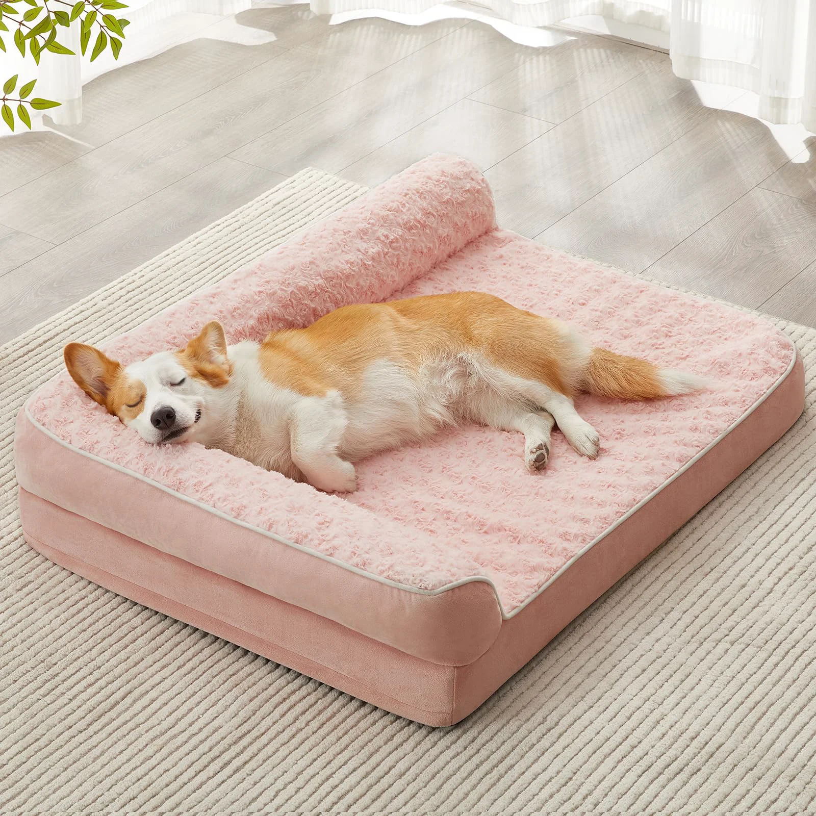Consistent BFPETHOME Orthopedic Dog Bed for Large Dogs – Waterproof Removable Cover Nonslip Bottom Pink Fast
