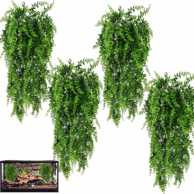 Classic HERCOCCI 4 Pack Reptile Plants Terrarium Hanging Plants Vines Artificial Unique