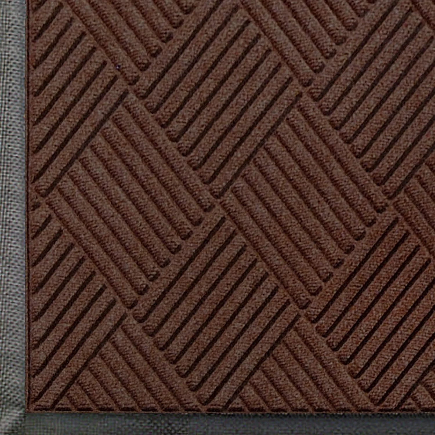 Comfortable WaterHog Diamond Commercial-Grade Entrance Mat with Rubber Border – Indoor Outdoor Quick Drying Stain Resistant Door Mat Dark Brown 3' x 6' Clean