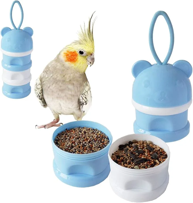 Fine Portable Bird Feeder Cups Bird Food Water Treat Box Parrot Food Storage Fast