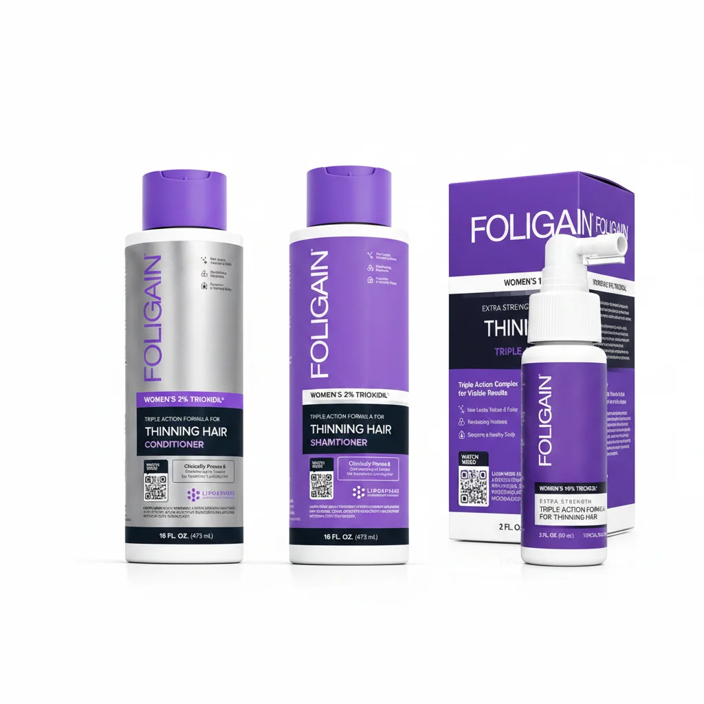 Stylish FOLIGAIN® Women's Complete TRIOXIDIL® Regimen Bundle Excellent